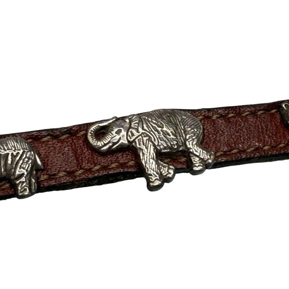 Brighton 1994 Leather Concho Elephant Zebra Rhino Bracelet - Picture 8 of 10